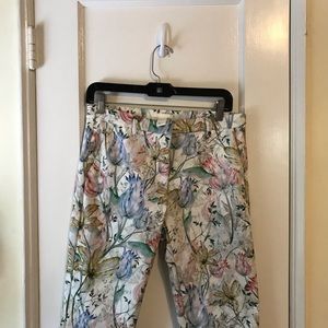h&m floral pattern full length pants